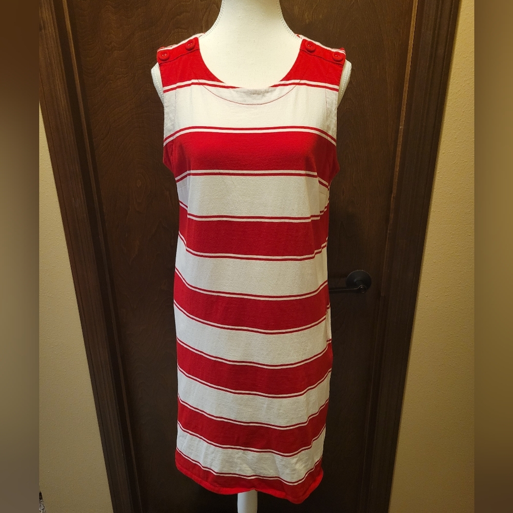 Liz Clairborne Red & White Striped Cotton Dress